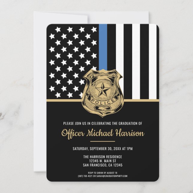 Police  Academy Graduation Law Enforcement Officer Invitation (Front)