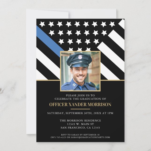 Police Academy Graduation Law Enforcement Photo Invitation (Front)