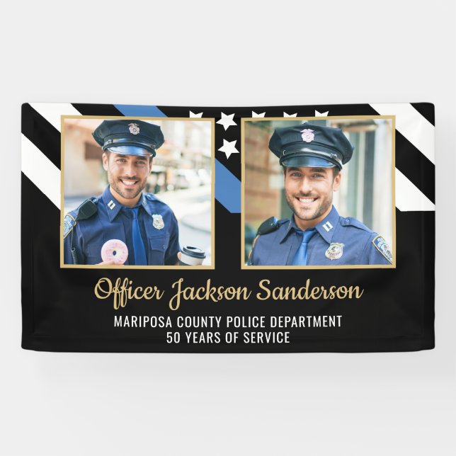 Police Academy Graduation Party Flag 2 Photo Banner (Horizontal)