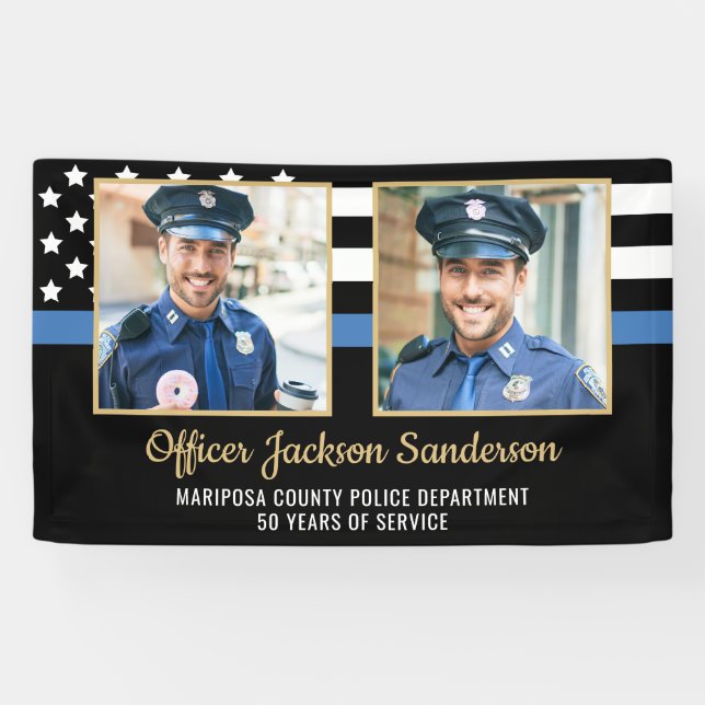 Police Academy Graduation Party Flag 2 Photo Banner (Horizontal)