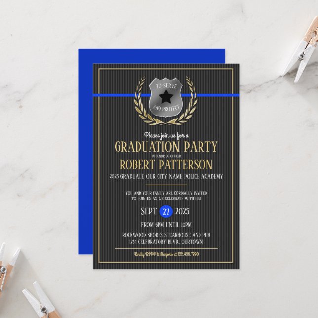 Police Academy Graduation Party Invitations (Front/Back In Situ)