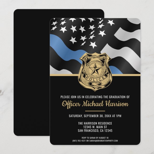 Police Academy Graduation Party Law Enforcement Invitation (Front/Back)