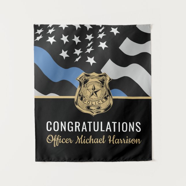 Police Academy Graduation Party Law Enforcement Tapestry (Front)