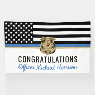 Police Academy Graduation Party Thin Blue Line Banner