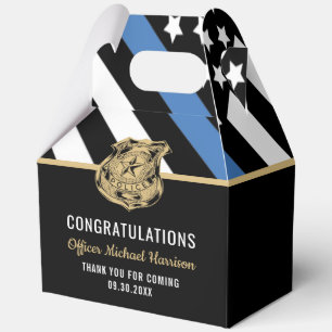 Police Academy Graduation Thin Blue Line Flag Favor Box