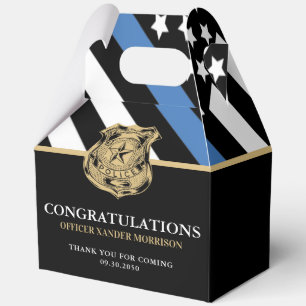 Police Academy Graduation Thin Blue Line Flag Favor Box