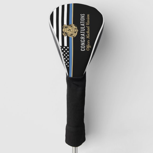 Police Academy Graduation Thin Blue Line Flag Golf Head Cover (Front)