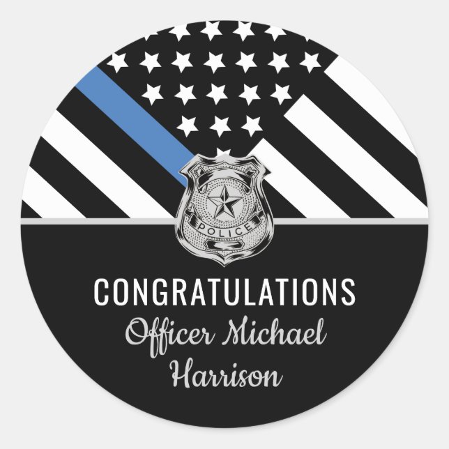 Police Academy Law Enforcement Officer Graduation Classic Round Sticker (Front)