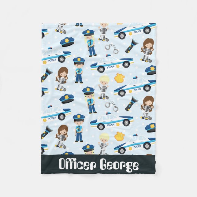 Police add name baby boys blanket (Front)