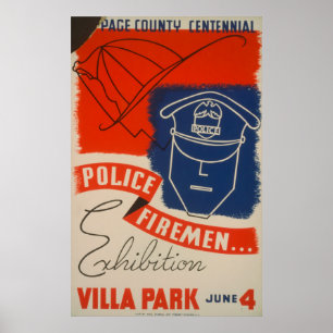 Police, affiche vintage de WPA d'exposition de