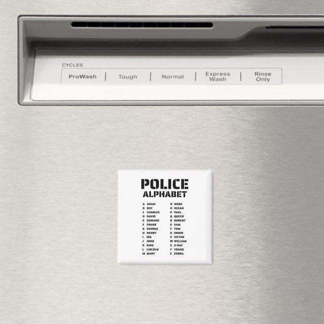 Police Alphabet Chart Phonetic Code Magnet (In Situ (Dishwasher))