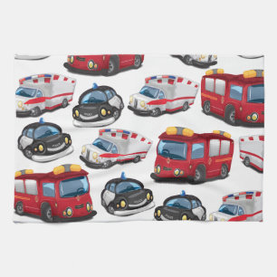 Police, Ambulance and Fire Service transport Kitchen Towel