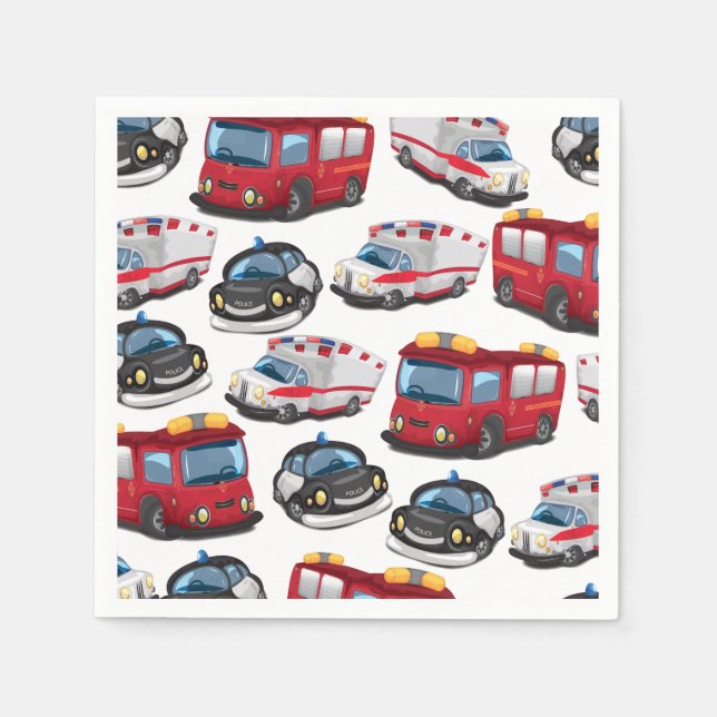 Police, Ambulance and Fire Service transport. Napkin (Front)