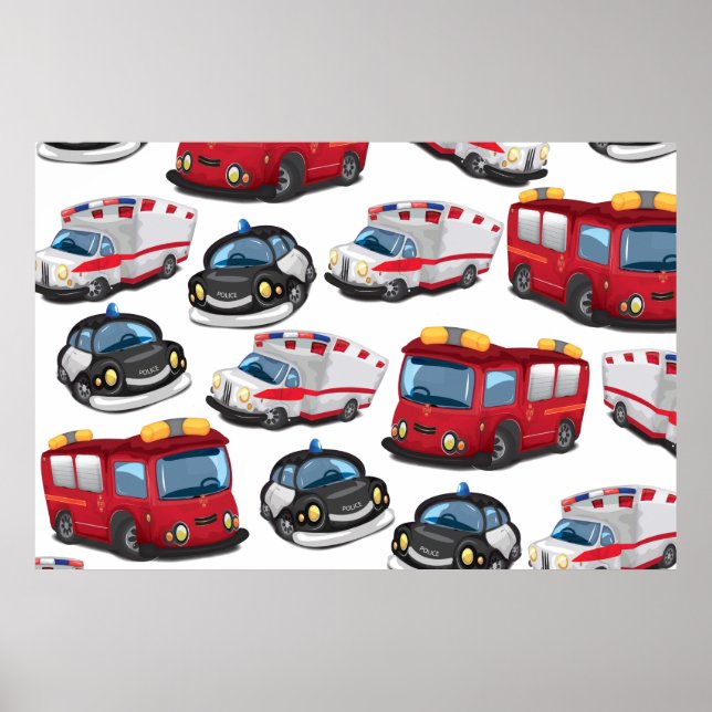 Police, Ambulance and Fire Service transport Poster (Front)