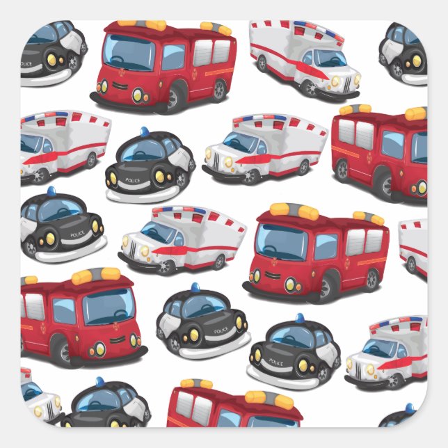 Police, Ambulance and Fire Service transport Square Sticker (Front)