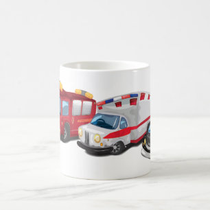 Police, Ambulance and Fire Service vehicles. Coffee Mug