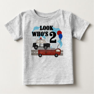 Police and Fire 2nd Birthday Baby T-Shirt