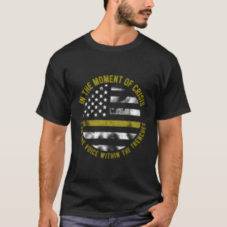 Police And Fire Dispatcher Thin Gold Line T-Shirt