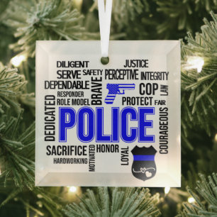 Police avec des mots Ornement en verre