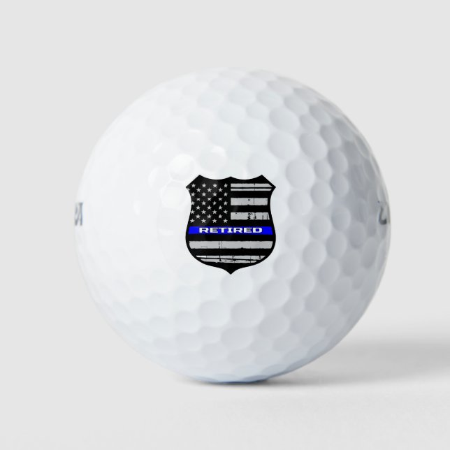 Police Badge Blue Line Retired Golf Balls (Front)