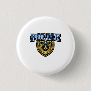 Police Badge Bold Text Design 1 Inch Round Button