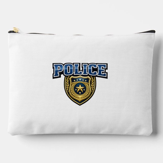Police Badge Bold Text Design Accessory Pouch (Front)