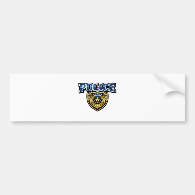 Police Badge Bold Text Design Bumper Sticker (Front)