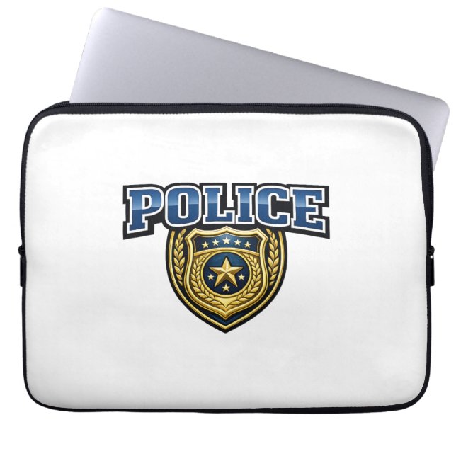 Police Badge Bold Text Design Laptop Sleeve (Front)
