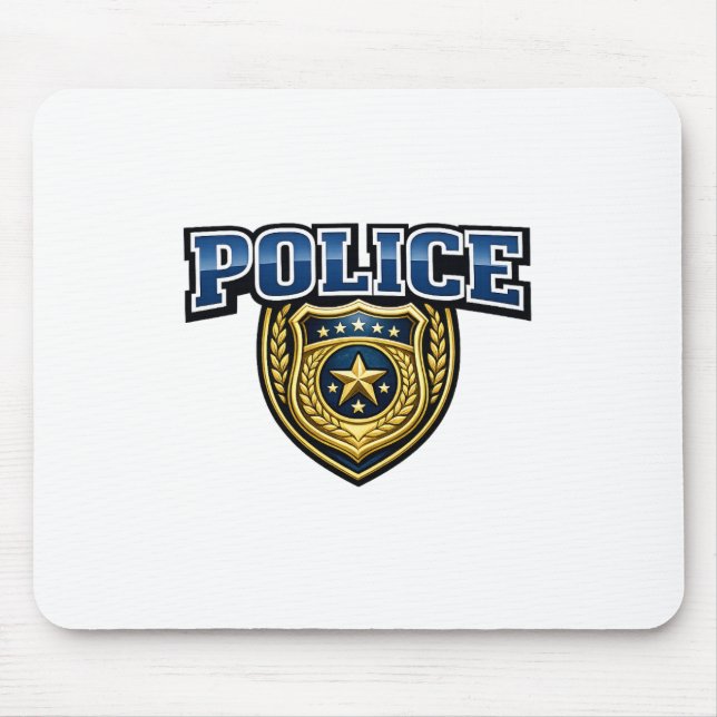 Police Badge Bold Text Design Mouse Pad (Front)