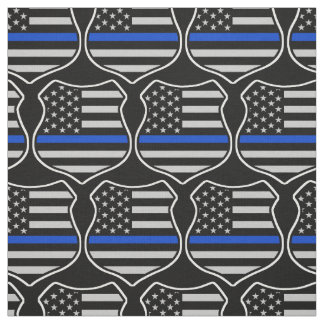 Police badge flag american with thin blue line fabric