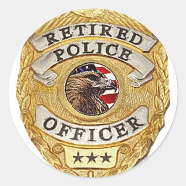 Police_Badge_Retired Classic Round Sticker (Front)