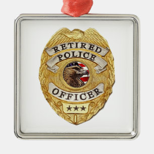 Police_Badge_Retired Metal Ornament