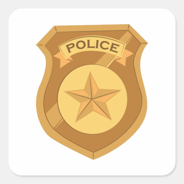 Police Badge Square Sticker (Front)