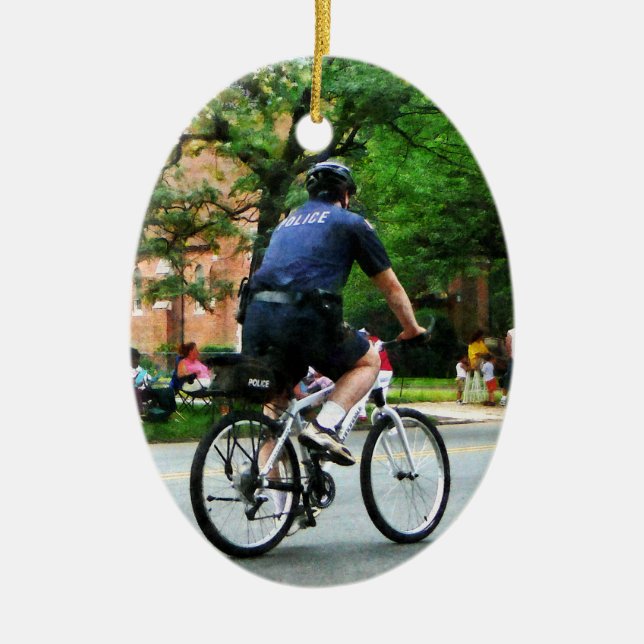 Police Bicycle Patrol Ceramic Ornament (Front)
