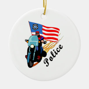 Police Bikers Ceramic Ornament