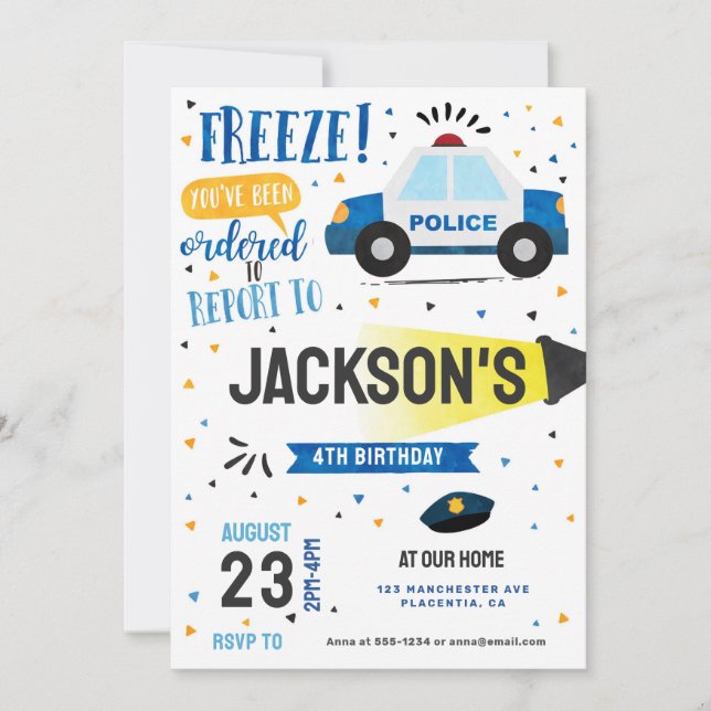 Police Birthday Party Cops & Robbers Policemen Invitation (Front)