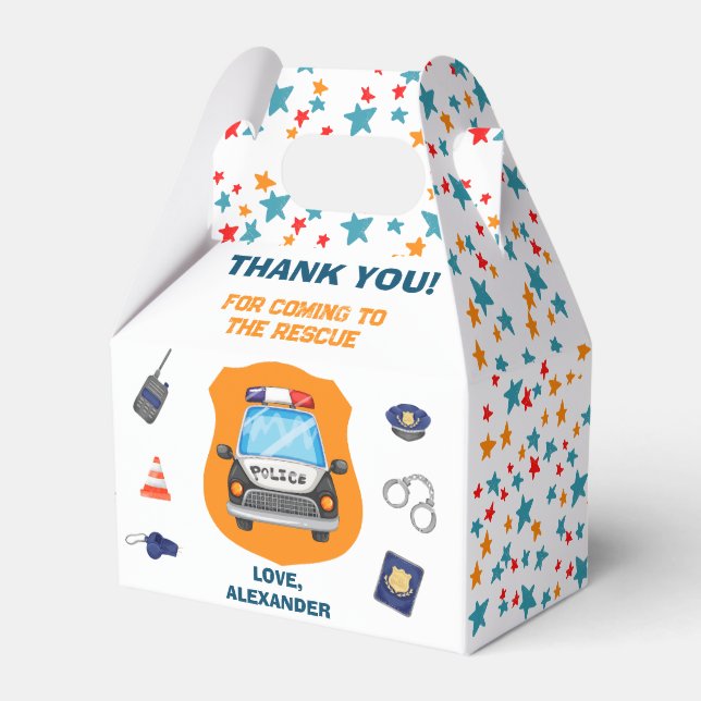 Police Birthday Party  Favor Box (Front Side)