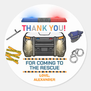 Police Birthday Party Favor Classic Round Sticker