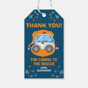 Police Birthday Party Favour Gift Tags