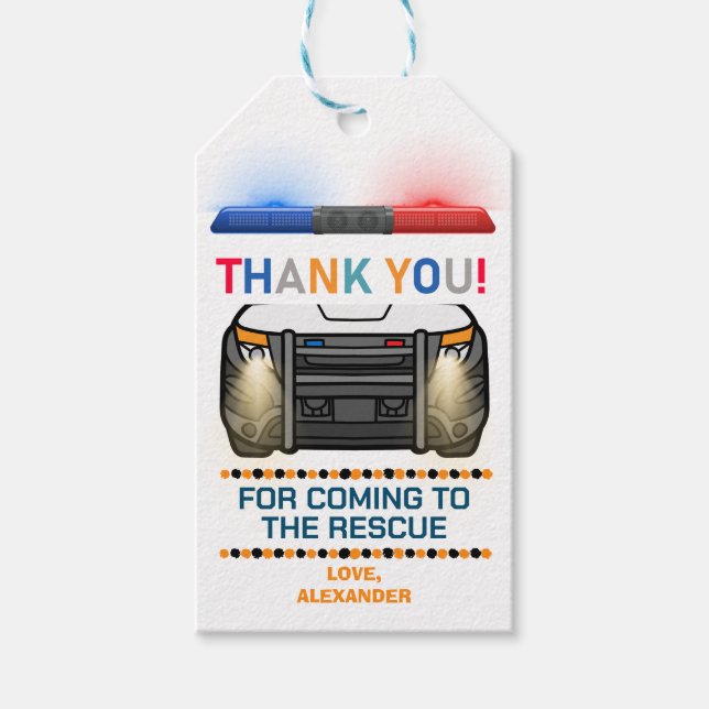 Police Birthday Party Favour Gift Tags (Front)