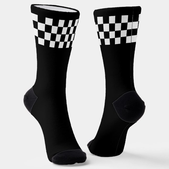 Police Black and White Chequerboard Work Socks (Angled)