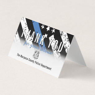 Police Blue Line American Flag Thank You Business  Card