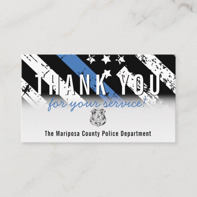 Police Blue Line American Flag Thank You Business Card (Front)