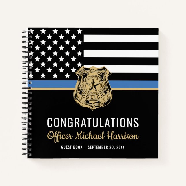 Police Blue Line Congratulations Graduation Guest Notebook (Front)