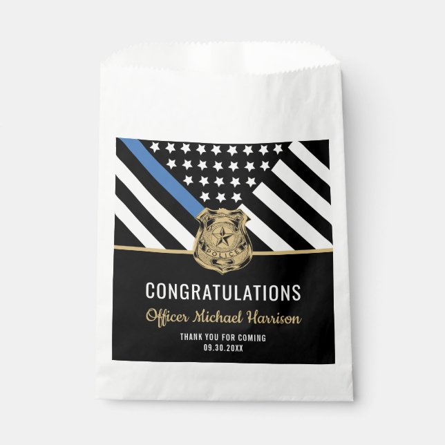 Police Blue Line Flag Congratulations Graduation Favour Bag (Front)