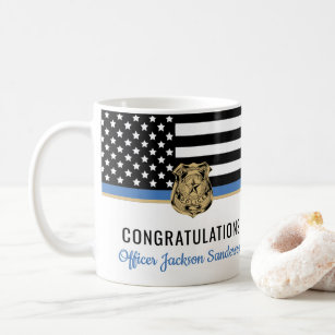 Police Blue Line Flag Congratulations Retirement Coffee Mug