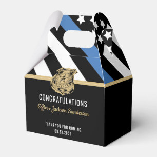 Police Blue Line Flag Congratulations Retirement Favor Box