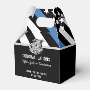 Police Blue Line Flag Congratulations Retirement Favor Box
