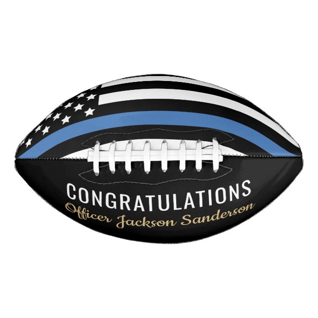 Police Blue Line Flag Congratulations Retirement Football (Front)