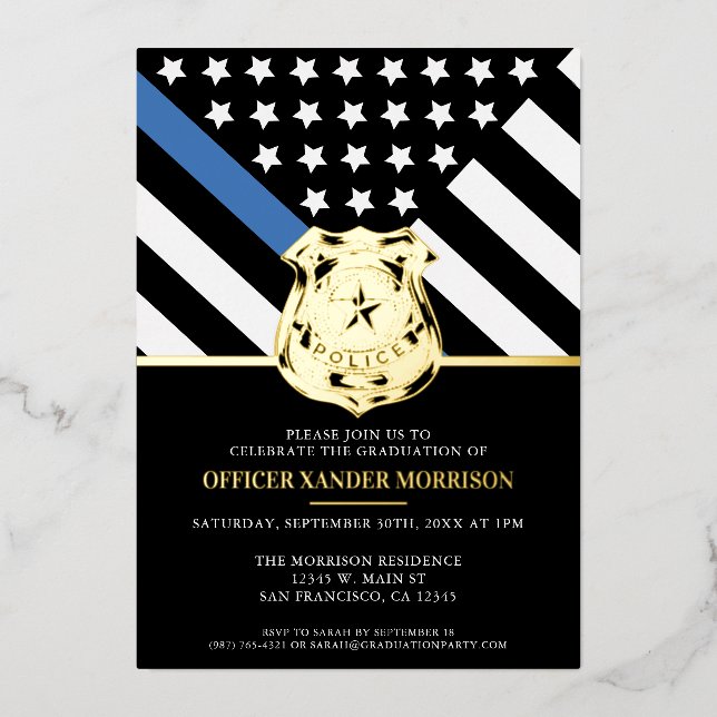 Police Blue Line Flag Law Enforcement Graduation (Front)